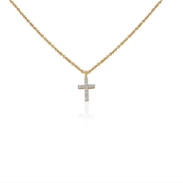 Not Yet Made - Made To Order Traditional Diamond Cross Necklace in 18k Solid Yellow Gold For Sale - Image 5 of 11