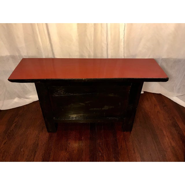 Wood 20th Century Chinese Medium Sized Cinnabar Lacquered Sideboard Buffet Alter For Sale - Image 7 of 11