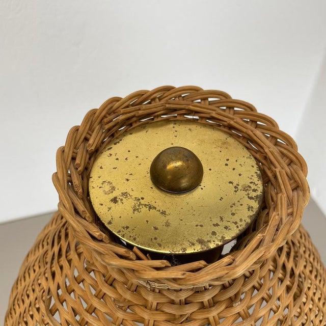 Vintage Austrian Metal and Rattan Tripod Table Light, 1960s For Sale - Image 11 of 18
