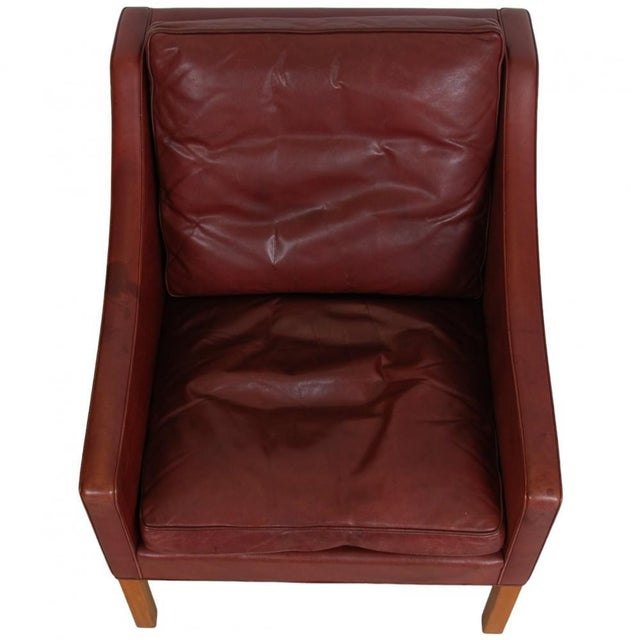 Model 2207 Lounge Chair in Indian Red Anilin Leather by Børge Mogensen, 1990s For Sale - Image 3 of 16