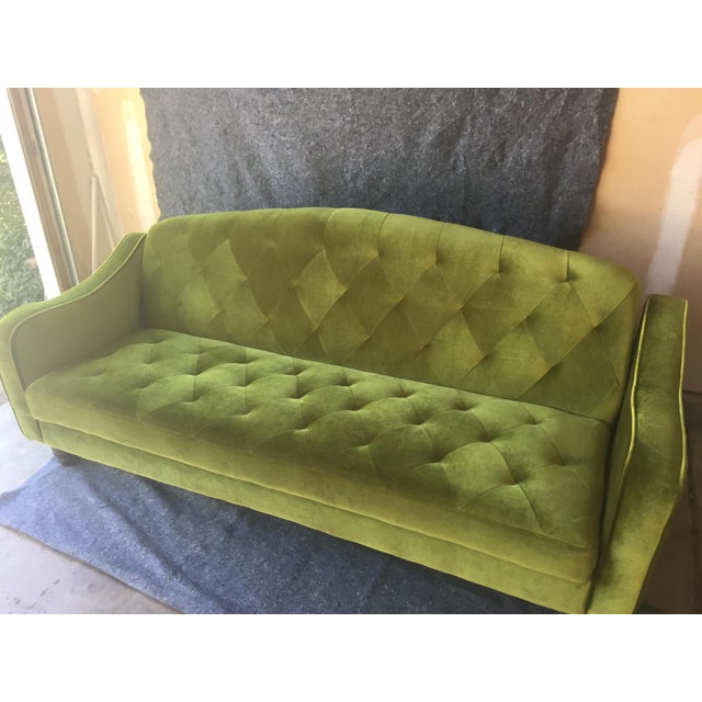 Anthropologie Green Velvet Tufted Convertible Sofa Chairish