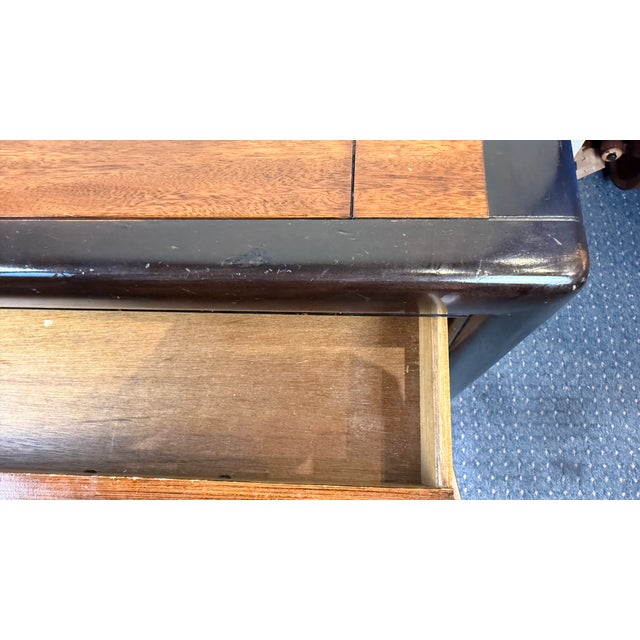 Vintage Bernhardt Burlwood Rolling Server Cabinet With Expandable Top & Brass Hardware For Sale - Image 15 of 16
