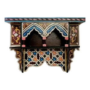 Moroccan Wooden Shelf All Hand-Painted / Maroon