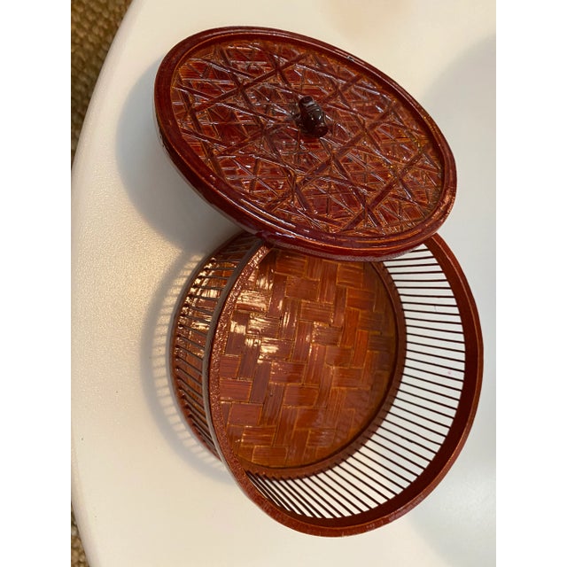 Laquered Handmade Bamboo Box For Sale - Image 4 of 6