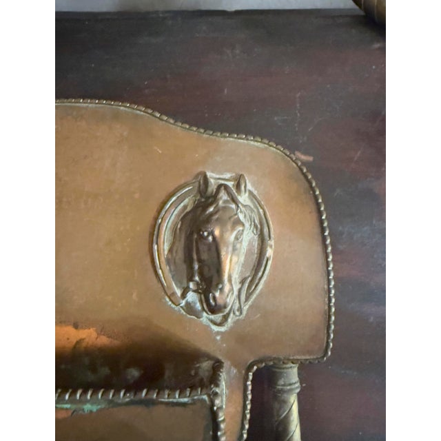 1970s 1970s Vintage Colonial Revival Brass Horse Head Double Arm Wall Sconces, Pair For Sale - Image 5 of 16