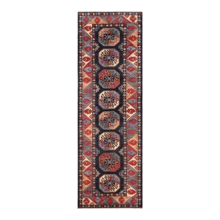 Shabby Chic Ziegler Blue/Multi Wool Runner Rug- 2'7'' X 9'5'' For Sale