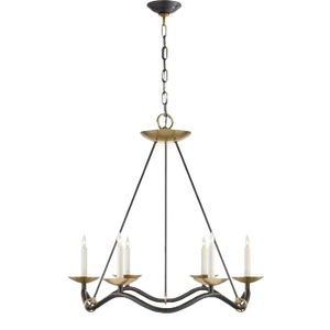 Barry Goralnick for Visual Comfort Signature Choros Chandelier in Aged Iron with Hand-Rubbed Antique Brass Accents