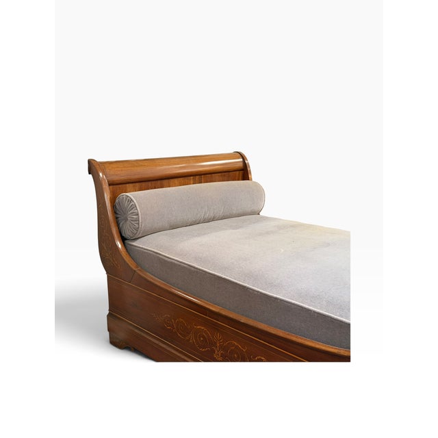 Brown Antique Mahogany Inlaid Sleigh Bedframe for Daybed For Sale - Image 8 of 8
