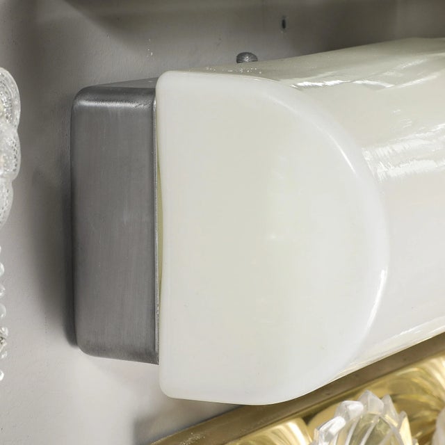 1970s Mid-Century Modernist Hand-Blown Milk Glass Vanity Light For Sale - Image 5 of 11