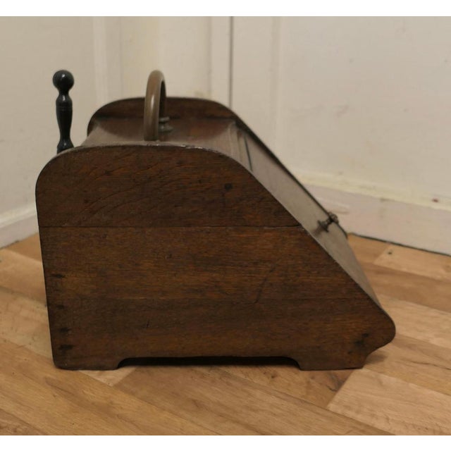 Victorian Oak Coal Box with Liner and Shovel, 1880s, Set of 3 For Sale - Image 6 of 9