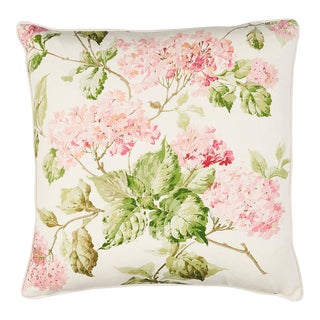 Schumacher Summer Hydrangea Pillow 22" x 22" in Blush For Sale