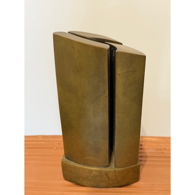 Modernist Bronze Sculpture on Bronze Base, Brazil 1980s For Sale - Image 9 of 14