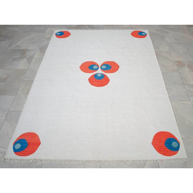 Turkish Silk Rug Kilim Hand Woven Chintemani Motif Oushak Area Rug - 4′3″ × 6′4″ For Sale - Image 13 of 18