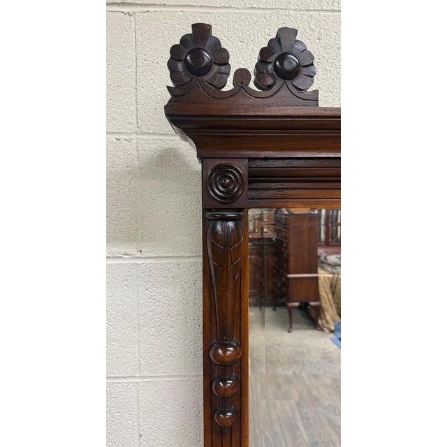 Victorian Antique Victorian Eastlake Hall or Entry Pier Mirror With Tennessee Red Marble For Sale - Image 3 of 14