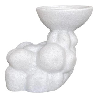 Round Hand Carved Marble Vessel by Tom Von Kaenel For Sale