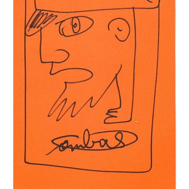 Robert Combas Profile, 2005 Black ink on orange paper Signed lower center Unique piece This piece is attributed to the...
