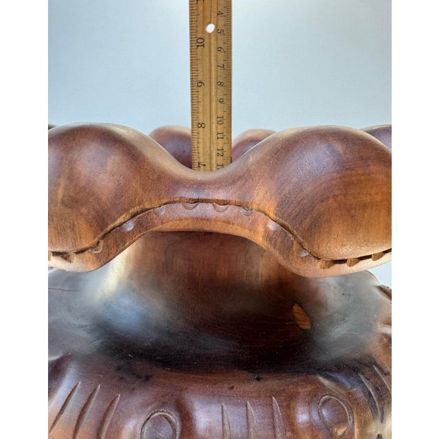 Large Single Block Hand-Carved Ornate Walnut Urn For Sale - Image 11 of 12