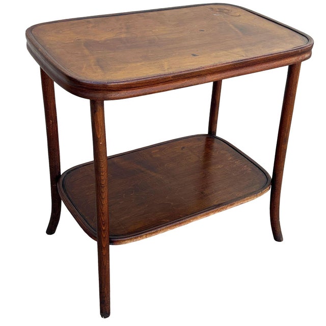 Early 20th Century Art Nouveau Bent Oak Side Table by Mundus Thonet For Sale In Los Angeles - Image 6 of 9