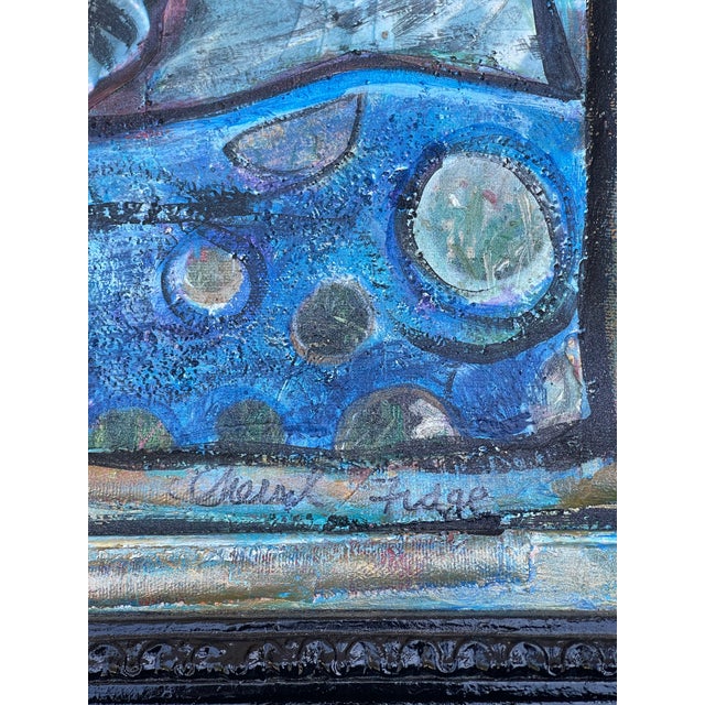 “We Can Do Anything” Original Contemporary Abstract Fish Painting by Cheryl Fudge in Ornate Vintage Frame For Sale - Image 4 of 8