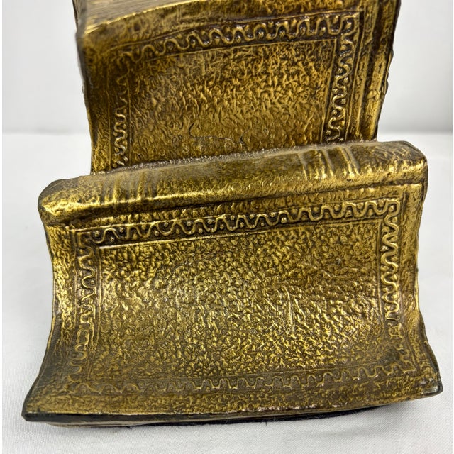 Pair of Mid 20th Century Solid Brass Book Form Bookends | ArtBrass Co. For Sale In Greensboro - Image 6 of 10