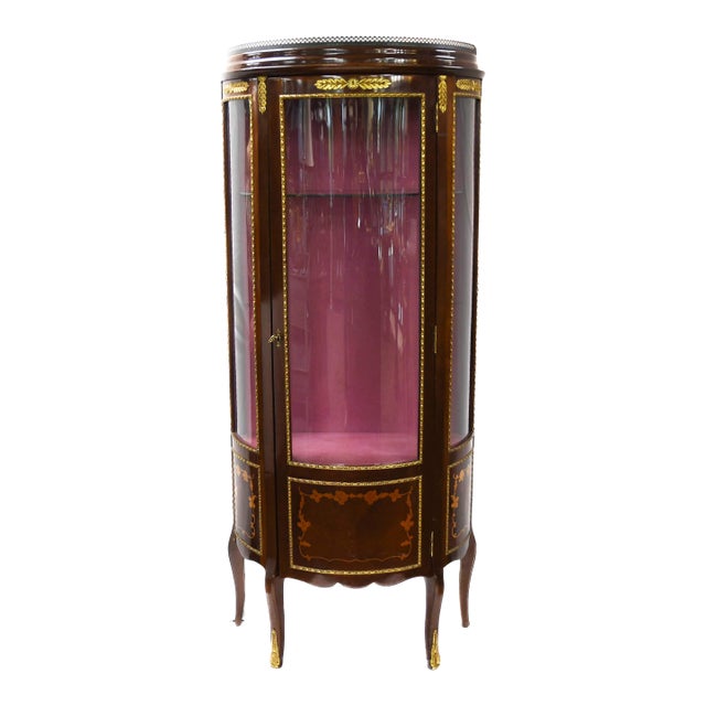 French Louis XV-Style Ormolu Mounted Vitrine Display Cabinet For Sale