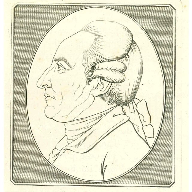 Portrait is an original artwork realized by Thomas Holloway (1748 - 1827). Original Etching from J.C. Lavater's "Essays on...