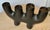 Timeless Modern Brutalist Style Black Metal 4 Pillar Candle Holder, showroom floor sample