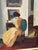 V. Hansen, Interior with Reading Woman, 1960s, Oil Painting on Canvas, Framed For Sale - Image 7 of 17