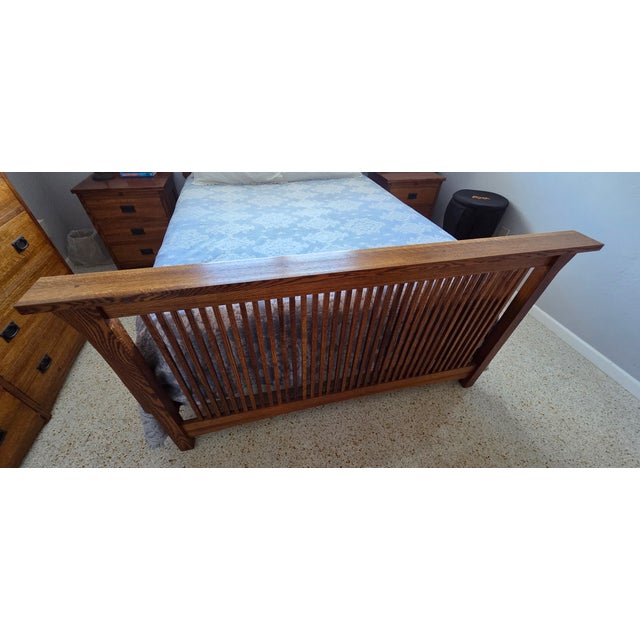Arts & Crafts Misssion Oak Queen Sized Bed For Sale - Image 3 of 5