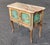 This is a fantastic antique early 20th century Italian Rococo style hand painted Chinoiserie style marble top commode...