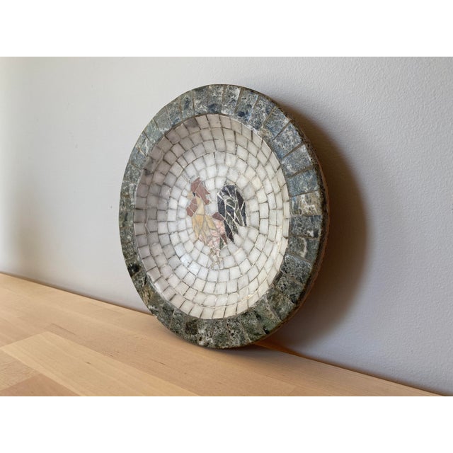 1950s 1950s Mid-Century Heide Mosaic of Denmark Stone Marble Mosaic Rooster Plate For Sale - Image 5 of 6