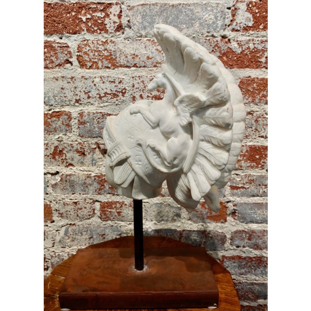 Roman Warrior Head W/Feather Helmet -19th Century Italian Marble Sculpture For Sale - Image 4 of 9