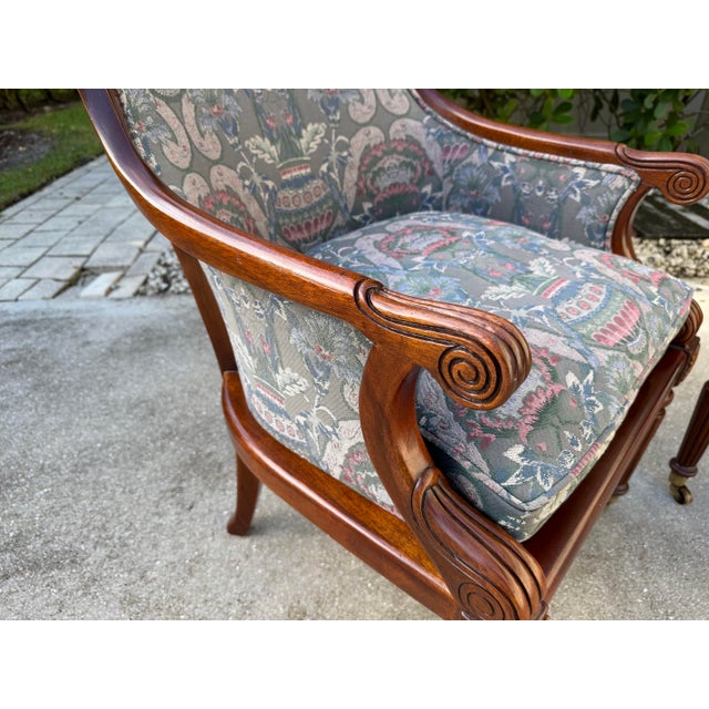 Vintage Hickory Chair Regency Mahogany Armchairs With Original James River Upholstery, Pair For Sale In Naples, FL - Image 6 of 12