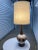 Mid-Century Modern Tall Glazed Ceramic Painted Single Gourd Table Lamp and Barrel Shade - a Pair For Sale - Image 12 of 13