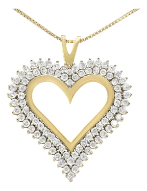 10K Yellow Gold Plated .925 Sterling Silver 2.00 Cttw Diamond Heart 18" Pendant Necklace (I-J Color, I2-I3 Clarity)
