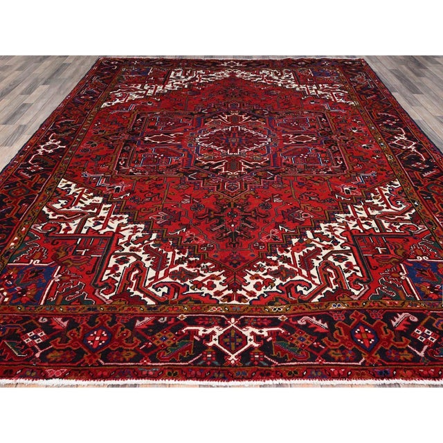 1960 8'7"x10'10" Pomegranate Red Worn Wool Hand Knotted Vintage Persian Oriental Rug For Sale In New York - Image 6 of 12