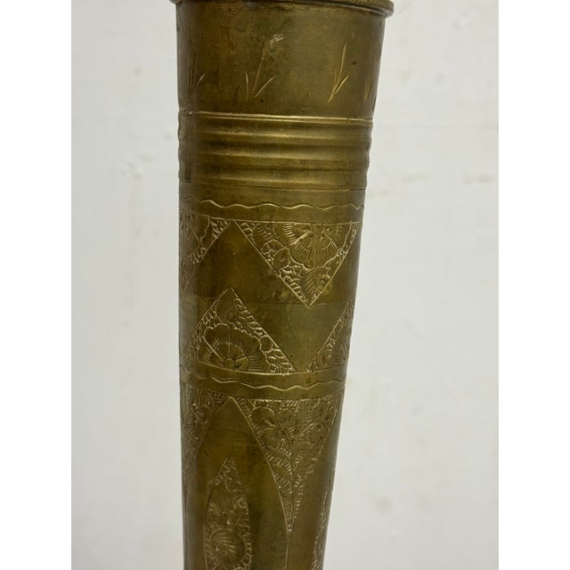 Brass Vintage Etched Brass Table Lamp For Sale - Image 8 of 12