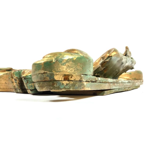 Wood Antique Hand Carved Wood Table or Wall Mirror For Sale - Image 7 of 11