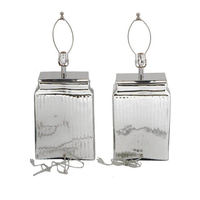 Vintage Mercury Glass Table Lamps - A Pair For Sale - Image 4 of 5