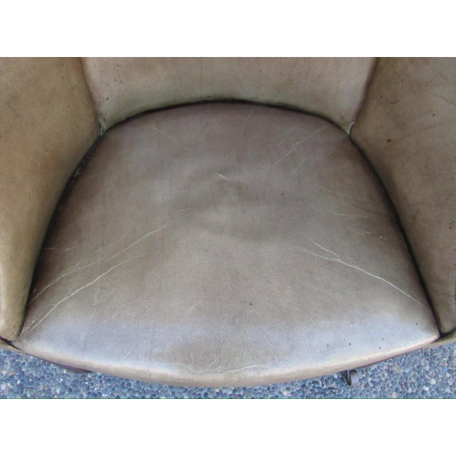 English Country Home Antique English George LLL Leather Wingback Armchair For Sale - Image 4 of 18