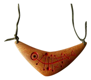 Rare Barney Reid San Diego Modern Hand Carved Wood Boomerang Pendant