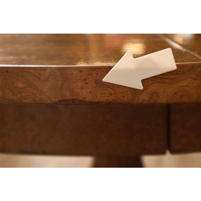 Mastercraft Hollywood Regency Burlwood Pedestal Expandable Dining Table For Sale - Image 16 of 18