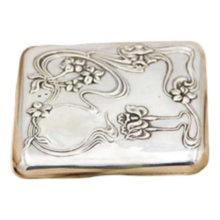 Silver Cigarette Case in Art Nouveau Style For Sale