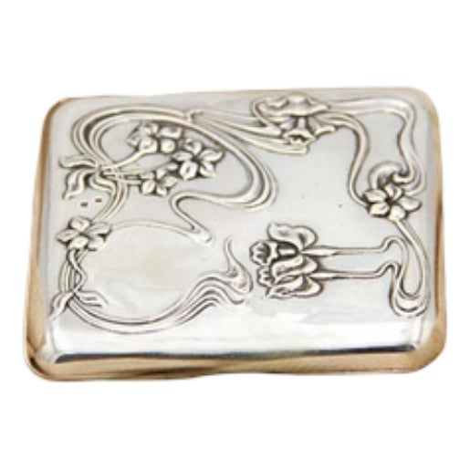Silver Cigarette Case in Art Nouveau Style For Sale