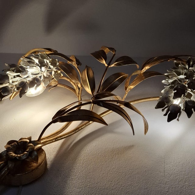 Large Palm Leaf Wall Lamp attributed to Hans Kögl, Italy, 1970s For Sale - Image 16 of 17