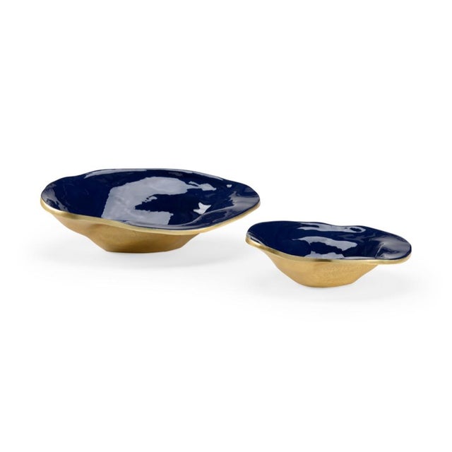 Wildwood Wildwood Waving Edge Blue Bowls, Set of 2 For Sale - Image 4 of 4