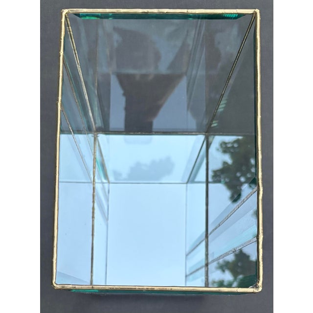 Vintage 1980s 24k Gold Leaded Beveled Glass Wastebasket & Tissue Box Cover For Sale - Image 10 of 12