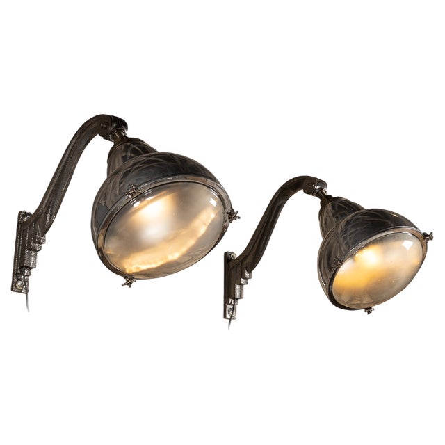 20th Century Dutch Polished Metal Outdoor Lamps, 1920s, Set of 2 For Sale