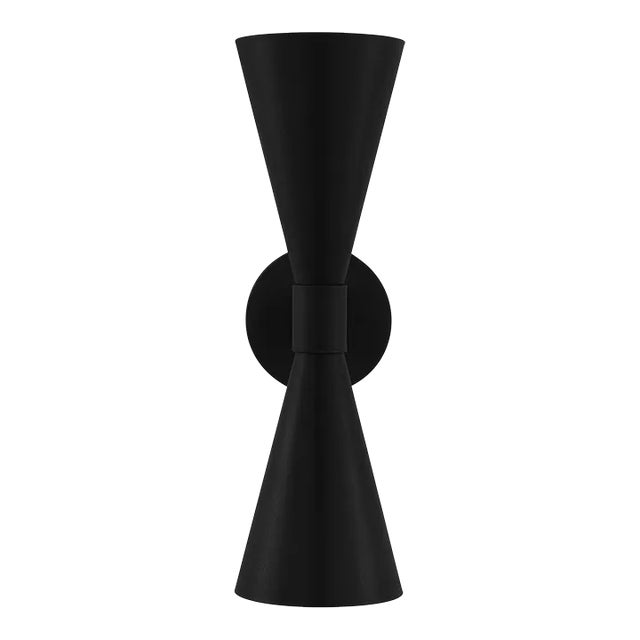 AERIN By Visual Comfort Studio Albertine 2-Light Medium Outdoor Sconce in Textured Black For Sale