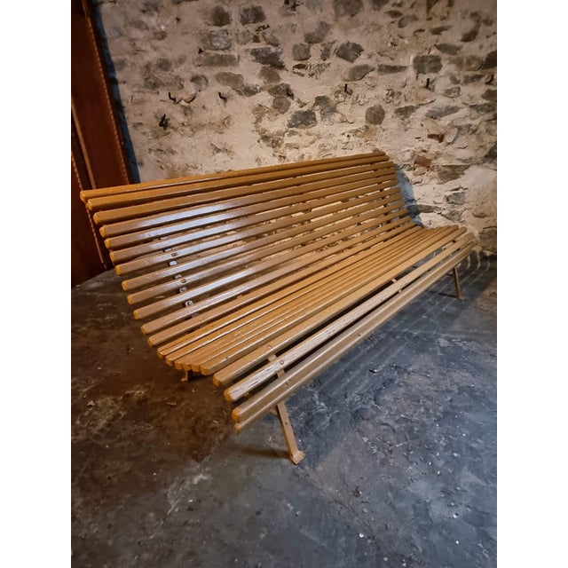 Mid-Century French Pine Garden Bench, 1960s For Sale - Image 14 of 18